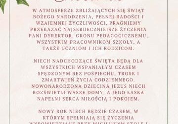 Życzenia świąteczne od Rady Rodziców